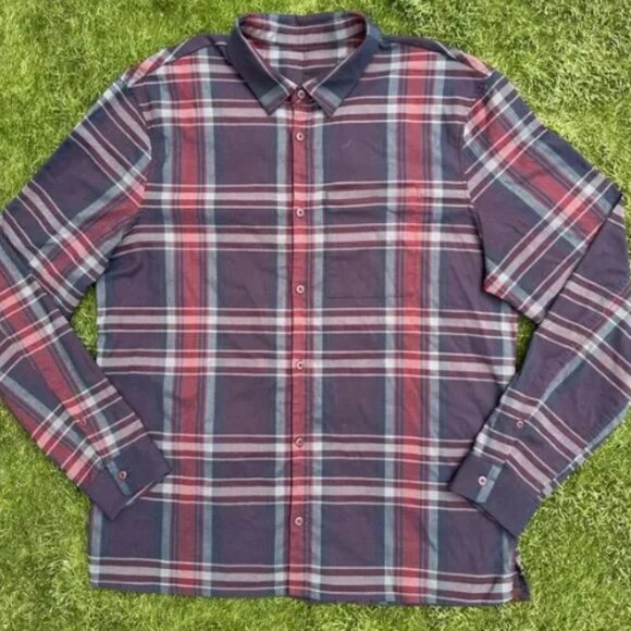 Lululemon Men’s Masons Peak Flannel Collar Plaid Long Sleeve Button Up Shirt XXL - Picture 1 of 8